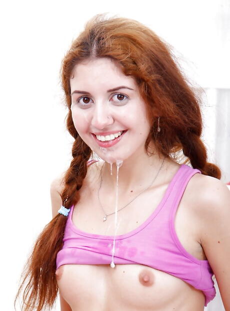 Svelte youthful Katty West blowing huge dick and enjoys a cumshot on her face 