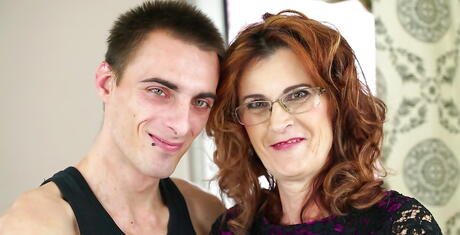 Sultry grannie Mayna May in stockings in xxx fuck 